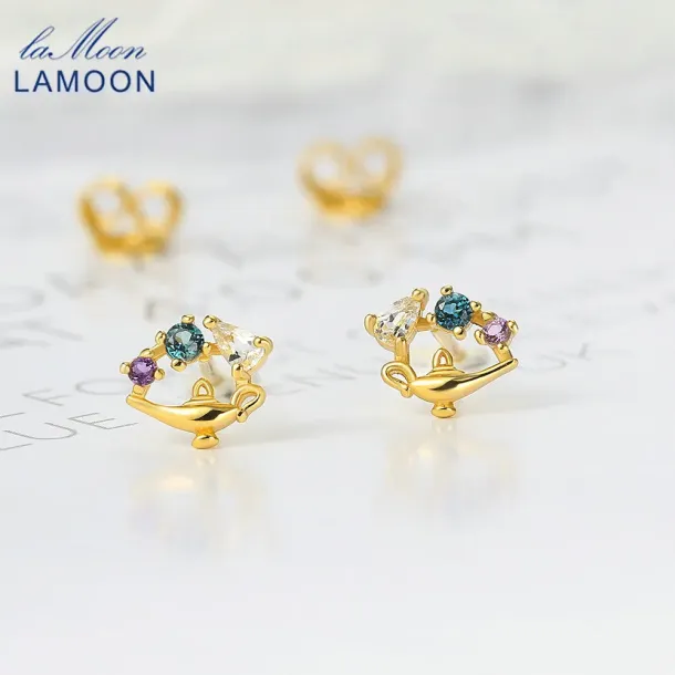 Blue Topaz Magic Lamp Stud Earrings