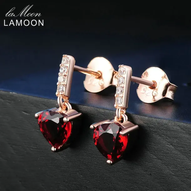 Red Garnet Heart Earrings
