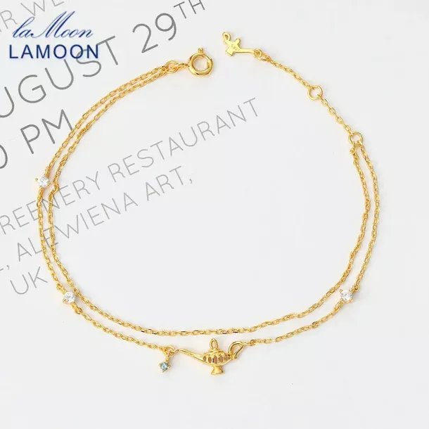 Blue Topaz Magic Lamp Charm Bracelet