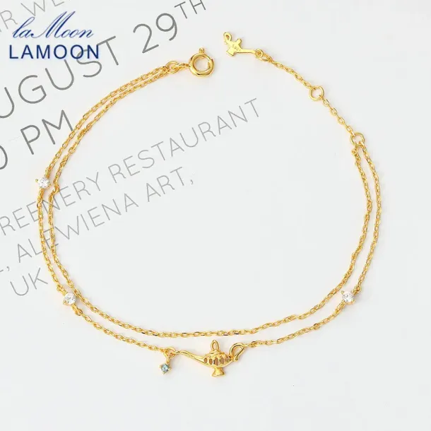 Blue Topaz Magic Lamp Charm Bracelet