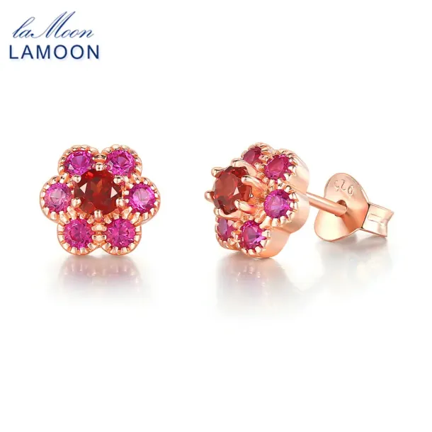 Garnet Flower Earrings