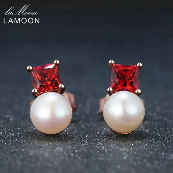 Red Garnet Pearl Earrings