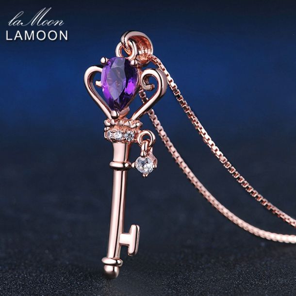 Amethyst Crown Key Pendant