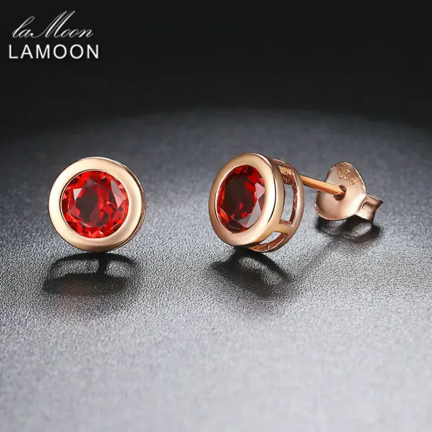 Red Garnet Stud Earrings