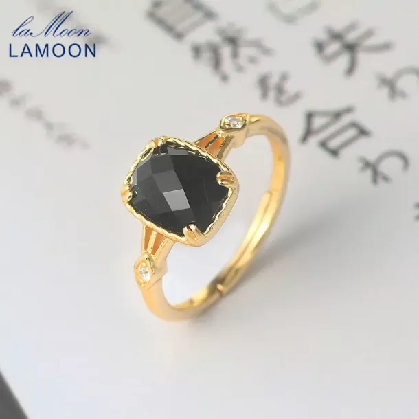 Black Agate Lattice Ring