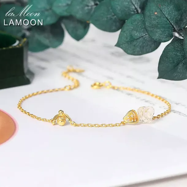 Quartz Rose Charm Bracelet