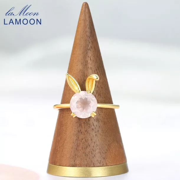 Rose Quartz Rabbit Ring