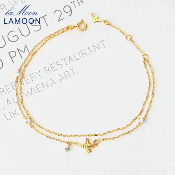 Blue Topaz Magic Lamp Charm Bracelet