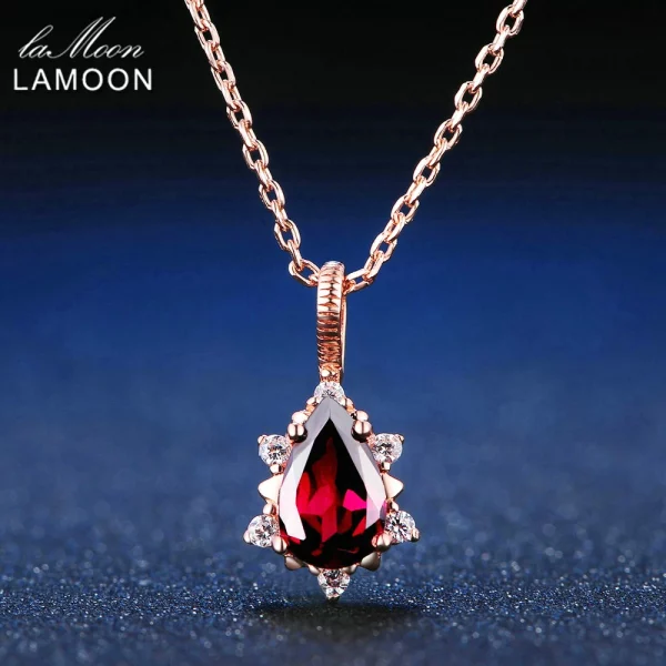 Teardrop Garnet Chain Pendant