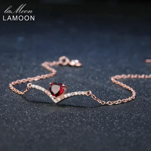 Red Garnet Heart Bracelet