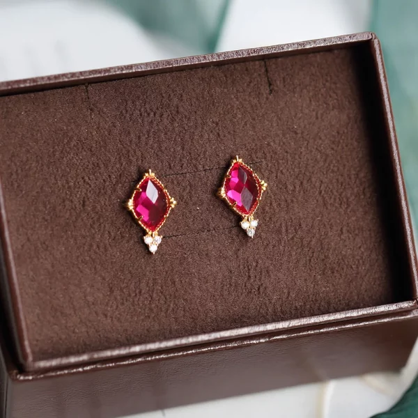 Red Corundum Stud Earrings